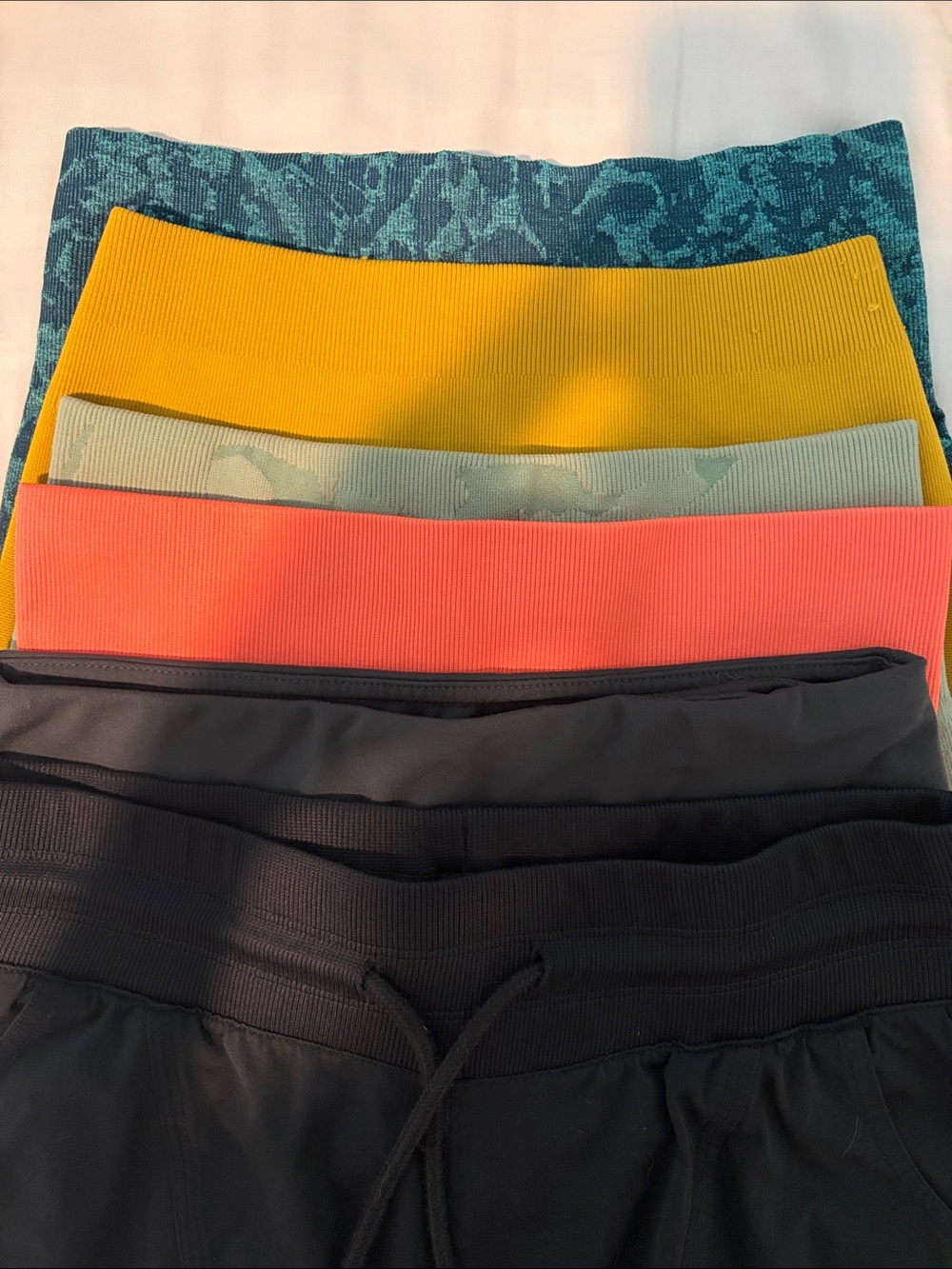 Assorted High-Waist Activewear Shorts - Teal, Yellow, Sage, Coral, Black